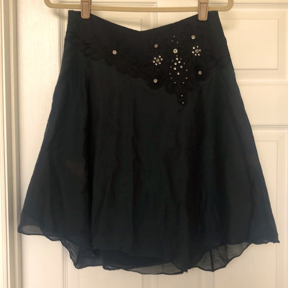 Karen Millen Silk/Cotton Blend Embellished Skirt 8